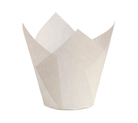 Бумажная белая форма тюльпан для маффина или капкейка