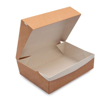Прямоугольная кондитерская коробка крафт с откидной крышкой