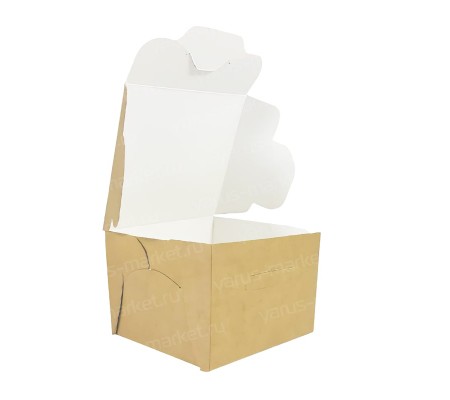 Маленькая квадратная крафт коробка с замком для кондитерских изделий