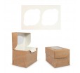 Прямоугольная коробка для 2 капкейков с крышкой и прозрачным окном