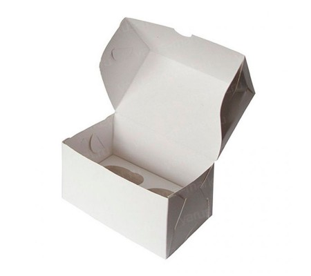 Картонная коробка для двух капкейков с откидной крышкой и ложементом внутри