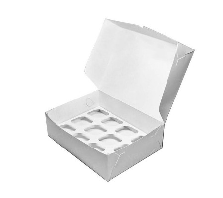 Картонная коробка на 12 капкейков с откидной крышкой и ложементом 