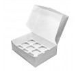 Картонная коробка на 9 капкейков или маффинов с откидной крышкой и ложементом
