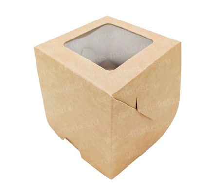 Картонная коробка для 1 капкейка, маффина или кекса с крышкой и окном
