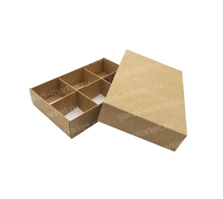 Картонная коробка на 6 конфет конструкции крышка дно