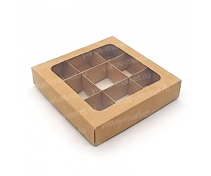 Коробка для 9 конфет с окном