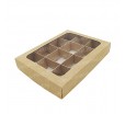 Прямоугольная крафт коробка для 12 конфет с окном