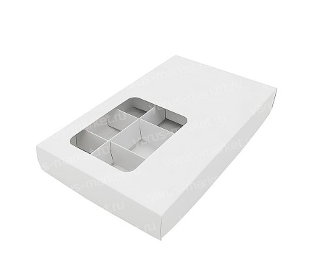 Прямоугольная крафт коробка для 15 конфет со смещенным окном