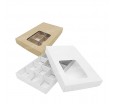 Прямоугольная крафт коробка для 15 конфет со смещенным окном