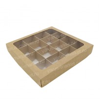 Коробка для 16 конфет с окном