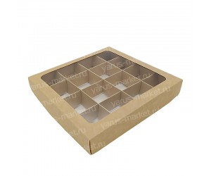 Коробка для 16 конфет с окном