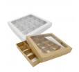 Квадратная крафт коробка для 16 конфет с окном