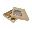Прямоугольная крафт коробка для 20 конфет со смещенным окном на крышке