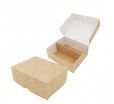 Крафт коробка для пирожных макаронс на две секции с откидной крышкой