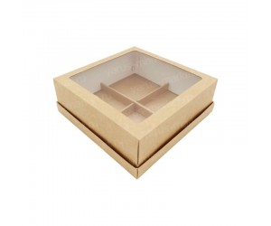Коробка для 4 пирожных с окном