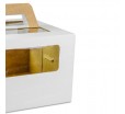 Закрытая коробка куб под торт с демо-окном и двумя ручками