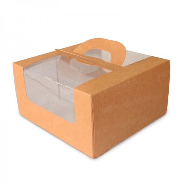 Коробка под торт с окном и ручками