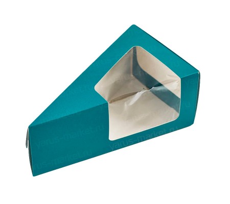 Треугольный бумажный контейнер с угловым окном под кусок торта