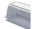 Прямоугольный пластиковый короб с ребристой крышкой для упаковки кондитерских изделий