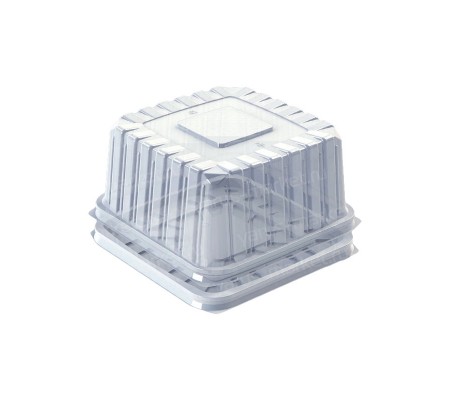 Квадратный пластиковый короб с ребристой крышкой для упаковки кондитерских изделий