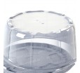 Круглый пластиковый короб с рельефным ободком на крышке для упаковки тортов и пирогов