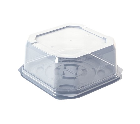 Пластиковый квадратный короб для выпечки с гладкими углами на крышке