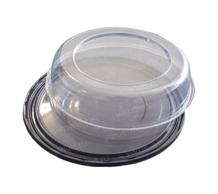 Круглый пластиковый короб для упаковки кондитерских изделий с гладкой крышкой