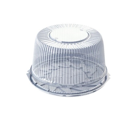 Круглый кондитерский короб из пластика с гофрированной крышкой для упаковки выпечки
