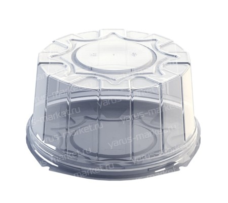 Круглая пластиковая тортница с узорчатой крышкой для упаковки кондитерских изделий