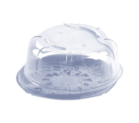 Кондитерский круглый короб из пластика с куполом под картонную обечайку для упаковки выпечки