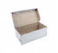 Белая бумажная коробка с крышкой из немелованного картона для упаковки обуви