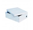 Белая бумажная коробка с крышкой из немелованного картона для упаковки обуви