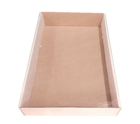 Самосборная коробка из гофрокартона крышка-дно с прозрачной пластиковой крышкой 