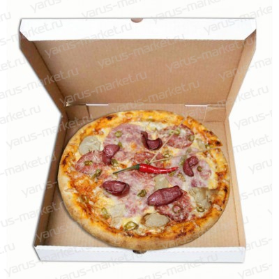 Коробка для пиццы, белая, бурая
