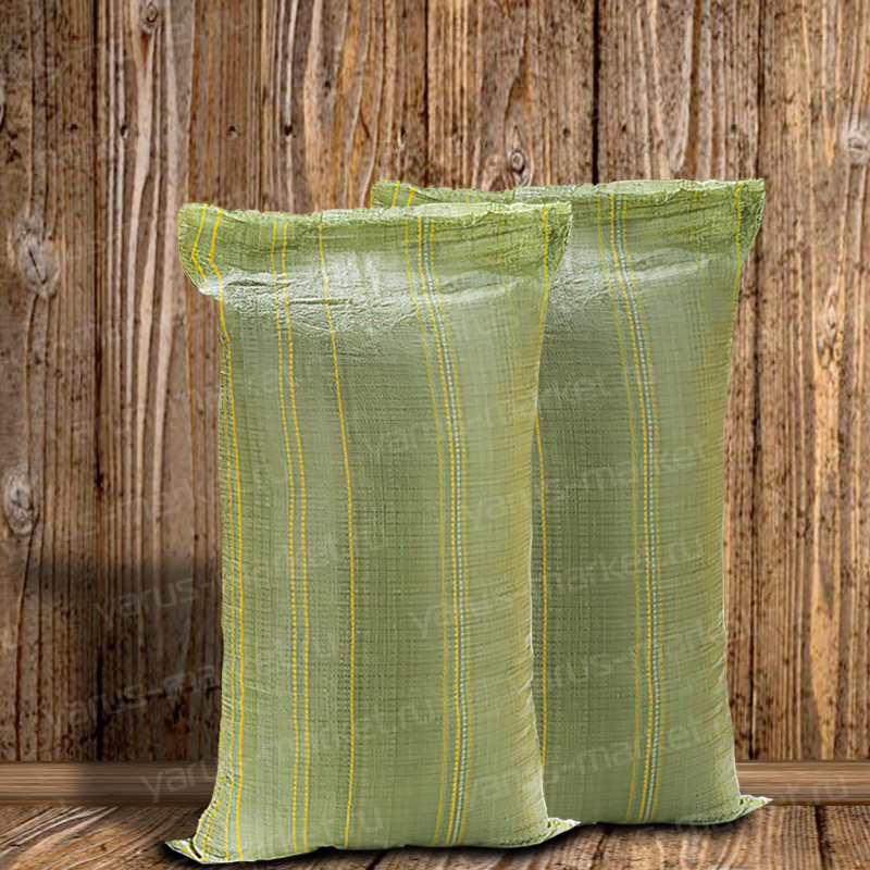 Зеленый полипропиленовый мешок с полосками