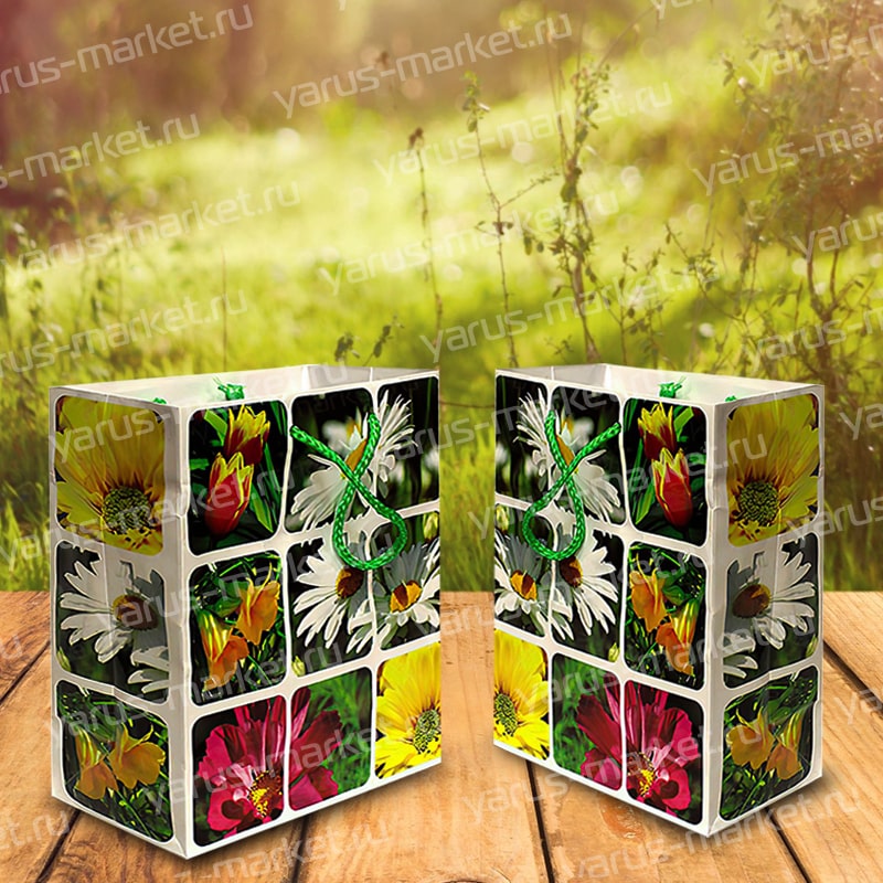 Ламинированный бумажный пакет цветочными кубиками