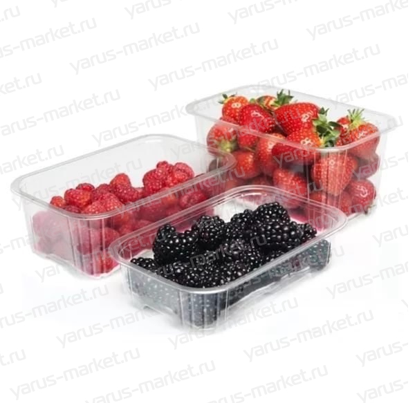 Пластиковый контейнер из ПЭТ, c крышкой, для ягод