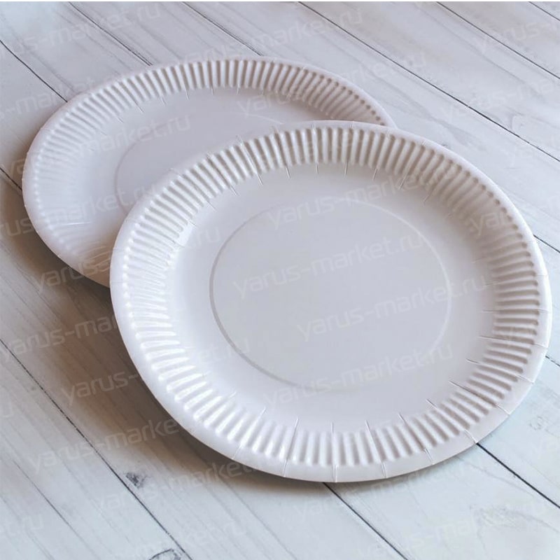 Бумажная ламинированная тарелка с рифленым краем