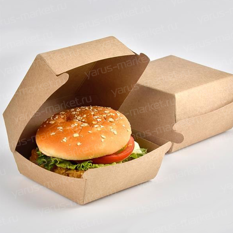 Коробка для бургеров из крафт-картона 