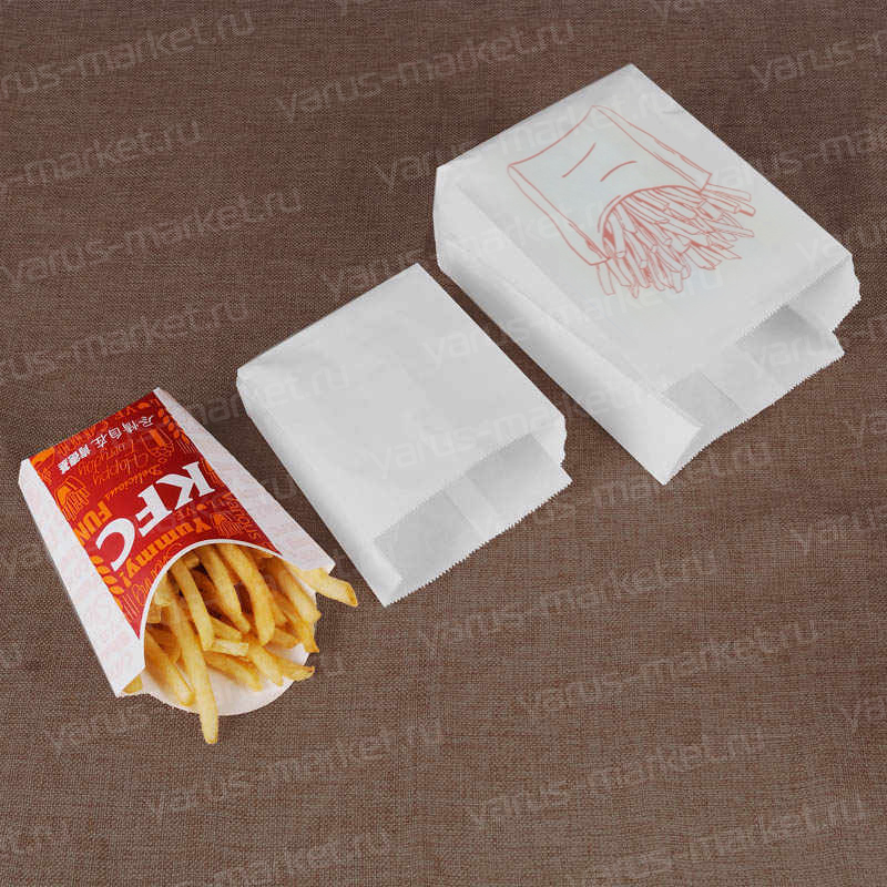Пакет бумажный для картофеля фри, 175x110x50 мм